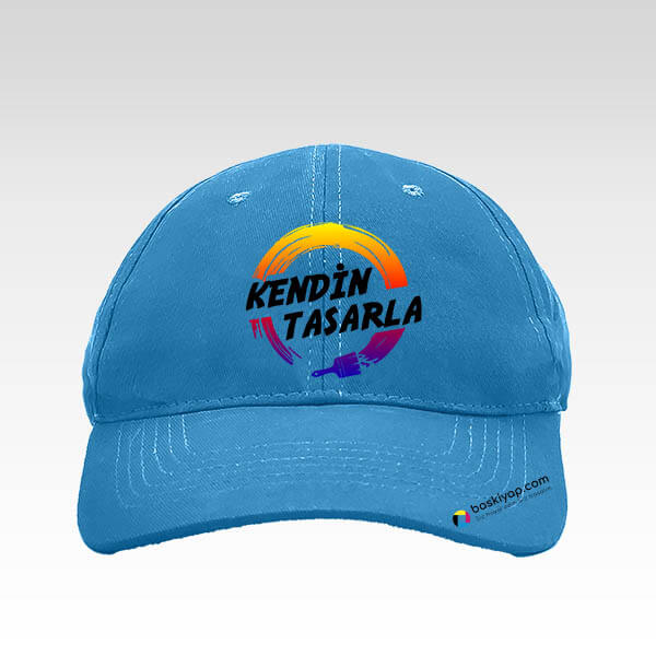 Kişiye Özel Baskılı Açık Mavi Bez Şapka